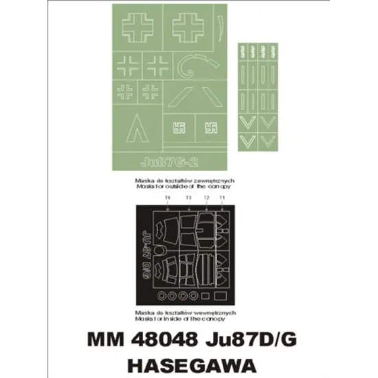 Montex Mm48048 1/48 Ju-87 G-2 2 Canopy Masks Out/In 2 Insignia Masks For Hasegawa Kits