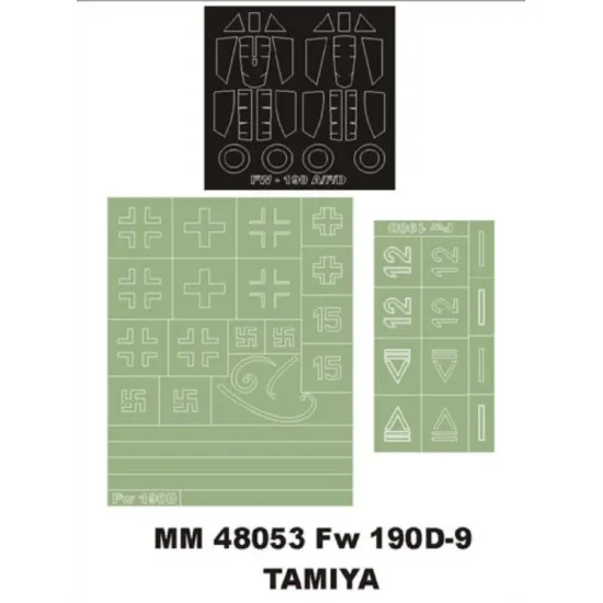 Montex Mm48053 1/48 Fw 190d-9 2 Canopy Masks Out/In 2 Insignia Masks For Tamiya