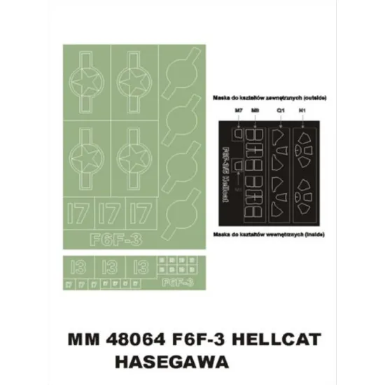 Montex Mm48064 1/48 F6f-3 Hellcat 2 Canopy Mask Out/In 2 Insignia Masks For Hasegawa Kits