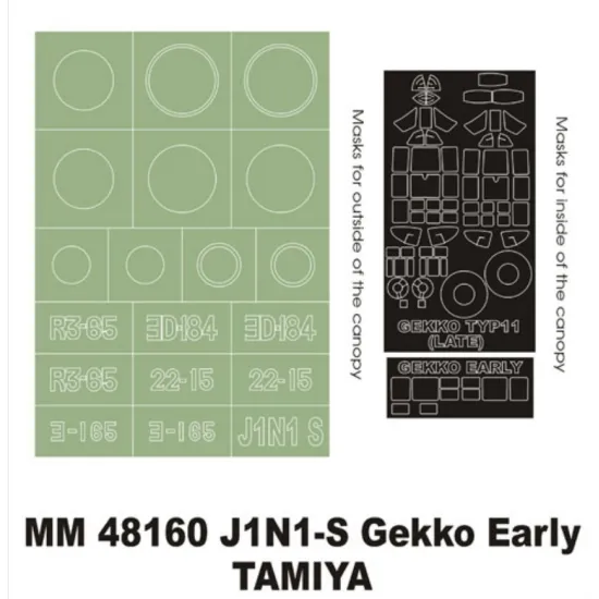 Montex Mm48160 1/48 J1n1-s Gekko Early 2 Canopy Out/In Insignia Masks For Tamiya Kit