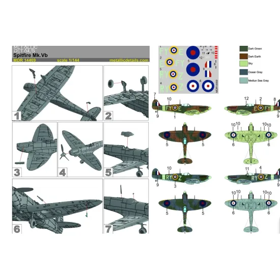 Metallic Details Mdr14469 1/144 Supermarine Spitfire Mk Vb Aircraft 3d Printed Model Kit