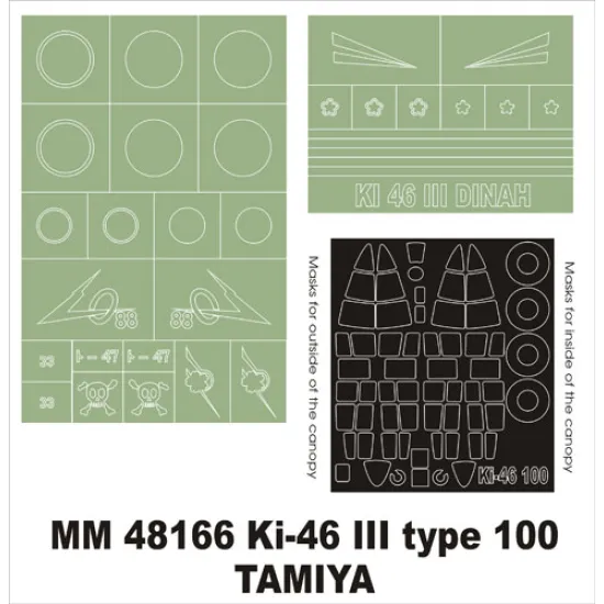 Montex Mm48166 1/48 Ki-46 Iii Type 100 2 Canopy Out/In 2 Insignia Masks For Tamiya Kits