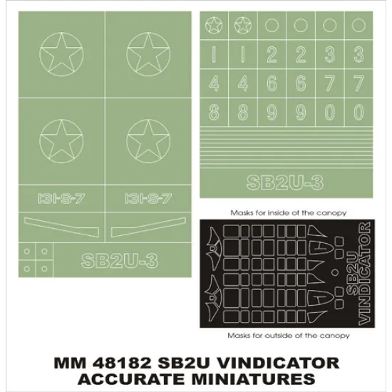 Montex Mm48182 1/48 Sb2u Vindicator 2 Canopy Out/In 2 Insignia Masks For Accurate Miniatures Kits