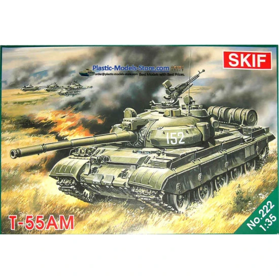 T-55AM Soviet tank T-55 mod (PE, decals) 1/35 SKIF 222