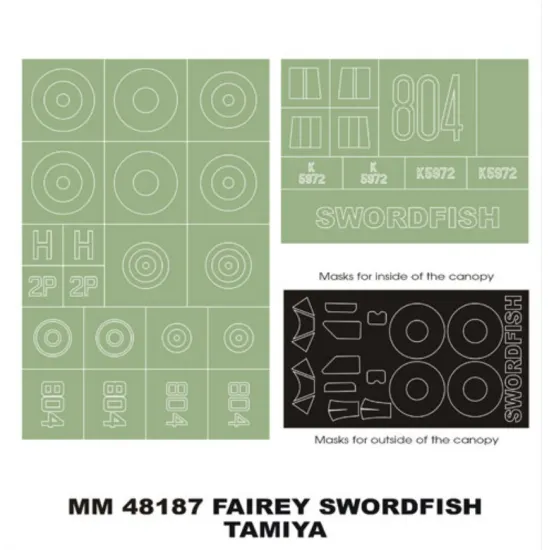 Montex Mm48187 1/48 Fairey Swordfish 2 Canopy Out/In 2 Insignia Masks For Tamiya Kits