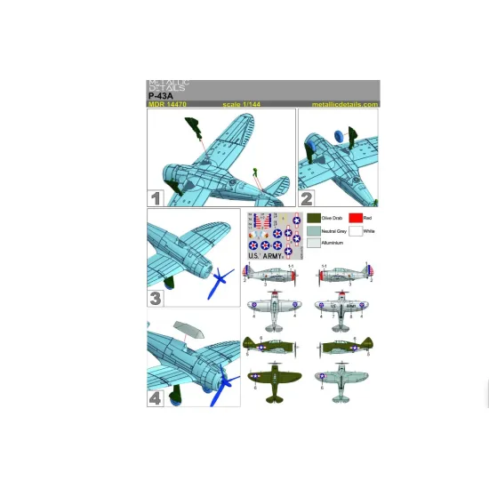 Metallic Details Mdr14470 1/144 Republic P-43 Lancer Aircraft 3d Printed Model Kit