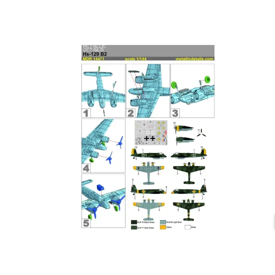 Metallic Details Mdr14471 1/144 Henschel Hs 129 B-2 Aircraft 3d Printed Model Kit