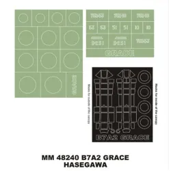 Montex Mm48240 1/48 B7a2 Grace 2 Canopy Masks Out/In 2 Insignia Masks Hasegawa