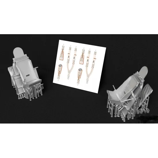 Metallic Details Mdr72138 1/72 Hawker Typhoon / Tempest Pilot Seats Late Type With 3d Decal Seat Belts 2 Pcs 3d Printed Detail Set