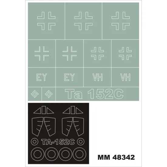 Montex Mm48342 1/48 Ta-152 2 Canopy Masks Out/In Insignia Masks For Hobbyboss Kits