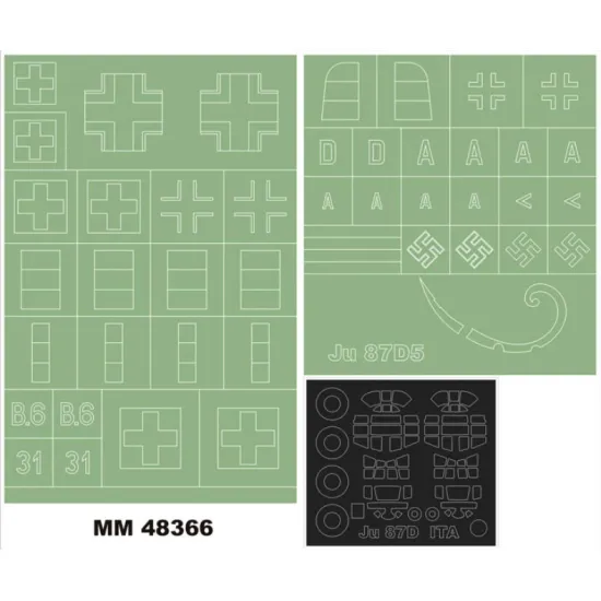 Montex Mm48366 1/48 Junkers Ju 87d-5 2 Canopy Out/In 2 Insignia Masks Italeri