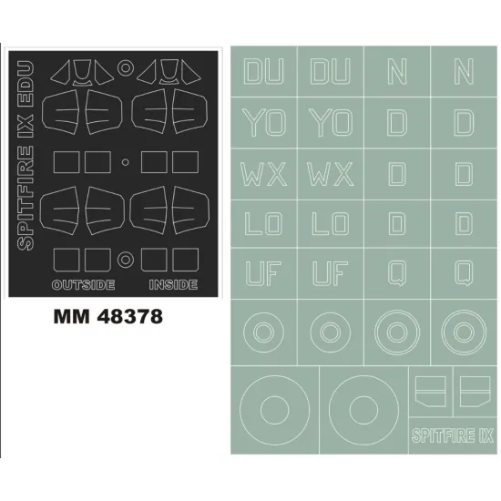 Montex Mm48378 1/48 Spitfire Ix 2 Canopy Masks Out/In Insignia Masks For Eduard