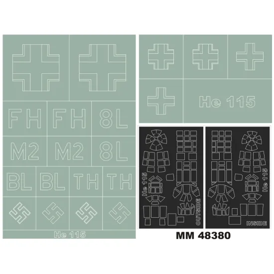 Montex Mm48380 1/48 Heinkel He115 2 Canopy Out/In 2 Insignia Masks For Special Hobby Kits