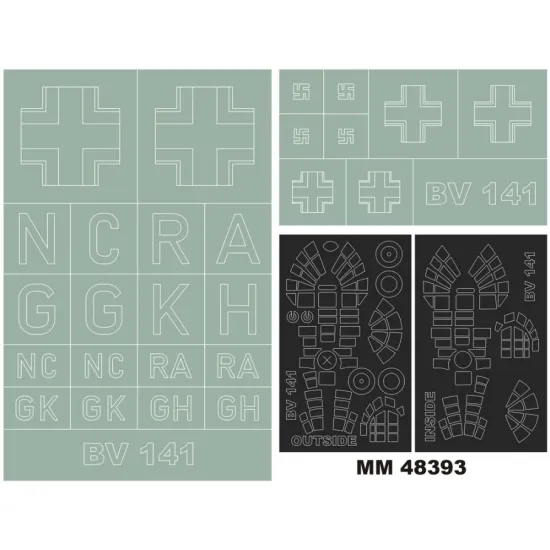 Montex MM48393 1/48 BV-141 2 canopy maskі out in 2 insignia masks for HOBBYBOSS