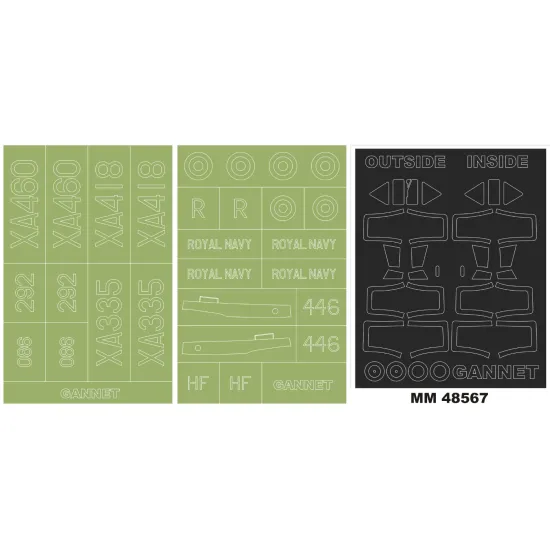 Montex Mm48567 1/48 Fairey Gannet As1/As4 2 Canopy Out/In 2 Insignia Mask Airfix