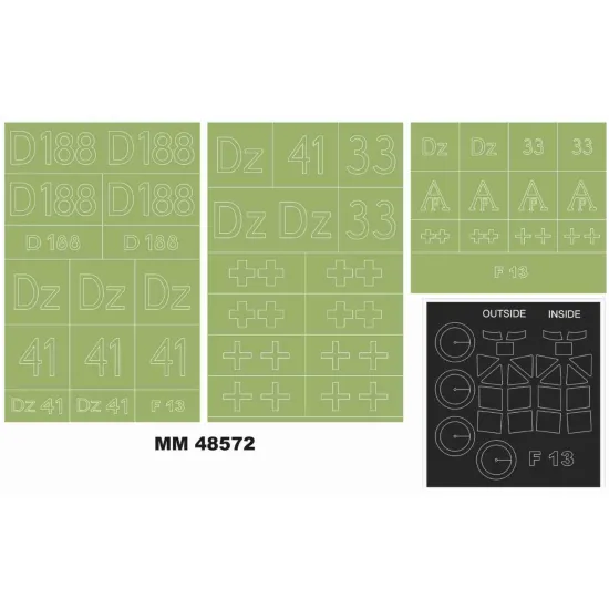 Montex Mm48572 1/48 Junkers F-13 2 Canopy Masks Out/In 3 Insignia Masks Miniart