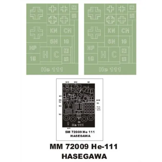 Montex Mm72009 1/72 He-111 1 Canopy Masks Outside 2 Insignia Masks For Hasegawa Kits