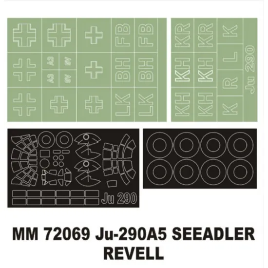 Montex Mm72069 1/72 Ju-290a5 1 Canopy Masks Outside 2 Insignia Masks For Revell