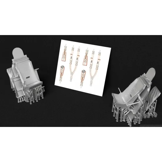 Metallic Details Mdr48310 1/48 Hawker Typhoon / Tempest Pilot Seats Late Type With 3d Decal Seat Belts 2 Pcs 3d Printed Detail Set