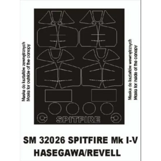 Montex Sm32026 1/32 Painting Mask For Spitfire Mk I-v Out/In For Revell/Hasegawa Kits