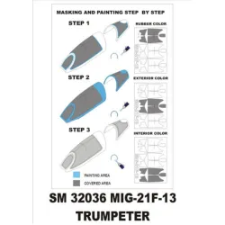 Montex Sm32036 1/32 Painting Mask For Mig-21f13 Outside-inside For Trumpeter Kit