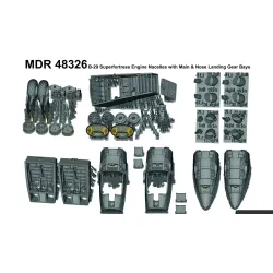 Metallic Details Mdr48326 1/48 Boeing B-29 Superfortress Main Nose Wheel Bays Landing Gear Struts Wheels Lower Engine Nacelles 3d Printed Detail Set For Revell / Monogram Kit