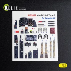 Kelik K32072 1/32 Me-262a-1 Type 2 - Interior 3d Decals For Trumpeter Kit