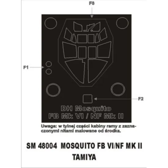 Montex Sm48004 1/48 Painting Mask For Mosquito Fbvi/Nf Mkii Outside For Tamiya