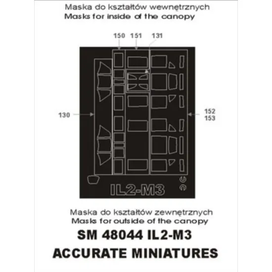Montex Sm48044 1/48 Painting Mask For Ii 2 M3 Outside Inside For Accurate Miniatures Kits