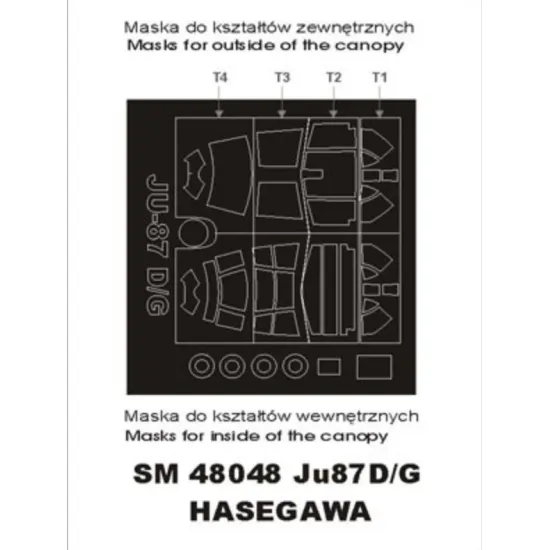 Montex Sm48048 1/48 Painting Mask For Ju-87 D/G Outside Inside For Hasegawa Kits