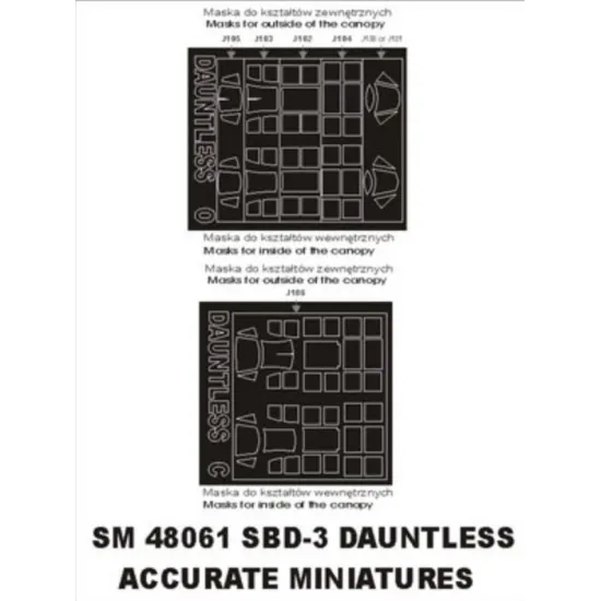 Montex Sm48061 1/48 Painting Mask For Sbd-3 Dauntless Out/In For Accurate Miniatures Kits