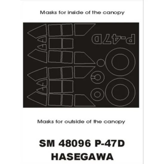 Montex Sm48096 1/48 Painting Mask For P-47d Razorback Out/In For Hasegawa Kits