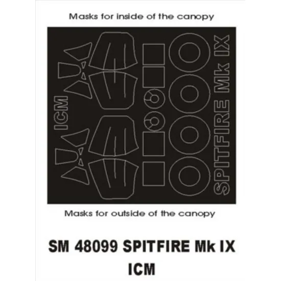 Montex Sm48099 1/48 Painting Mask For Spitfire Mkix Out/In For Icm Kits
