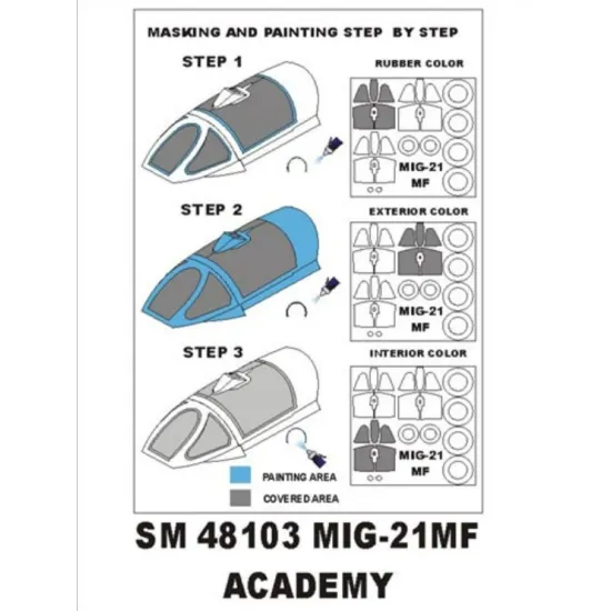 Montex Sm48103 1/48 Painting Mask For Mig-21mf Outside Inside For Academy Kits