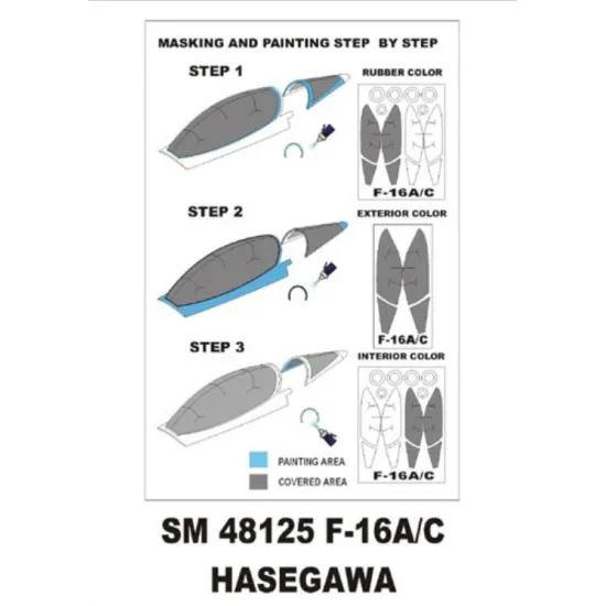 Montex Sm48125 1/48 Painting Mask For F-16a/C Outside Inside For Hasegawa Kits