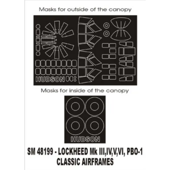 Montex Sm48199 1/48 Painting Mask For Hudson Iii/Iv/V/Vi/Pbo-1 Outside-inside For Classic Airframes Kits