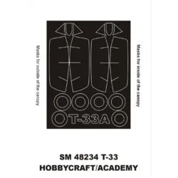 Montex Sm48234 1/48 Painting Mask For T-33 Outside Inside For Academy Kits