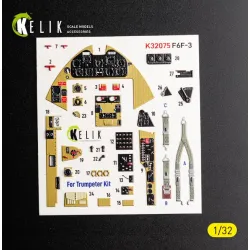 Kelik K32075 1/32 F6f-3 Hellcat Interior 3d Decals For Trumpeter Kit