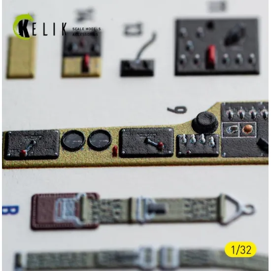 Kelik K32075 1/32 F6f-3 Hellcat Interior 3d Decals For Trumpeter Kit