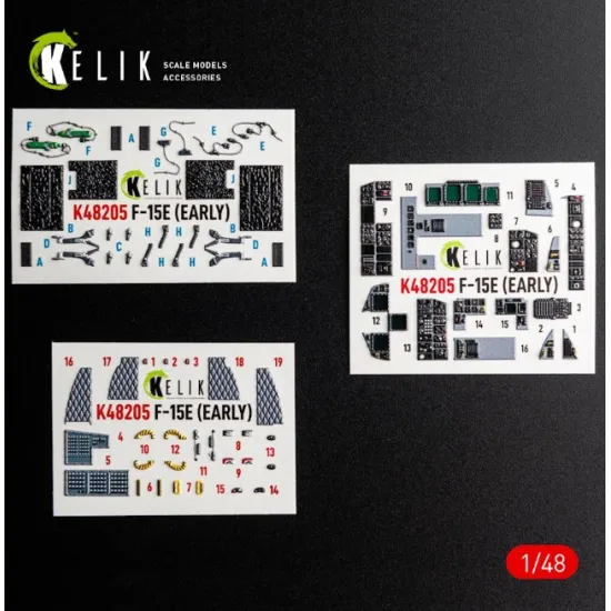Kelik K48205 1/48 F-15e Early Interior 3d Decals For Gwh Kit