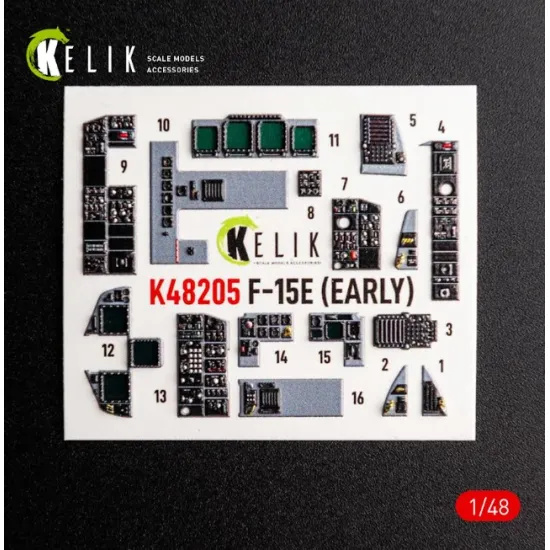 Kelik K48205 1/48 F-15e Early Interior 3d Decals For Gwh Kit