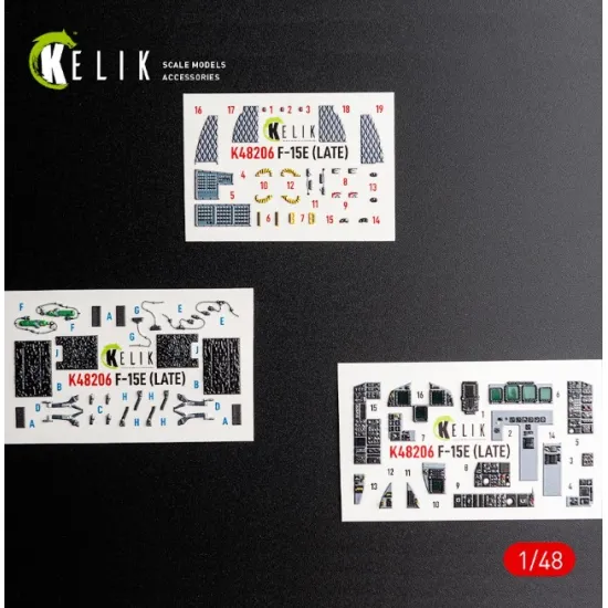 Kelik K48206 1/48 F-15e Late - Interior 3d Decals For Gwh Kit