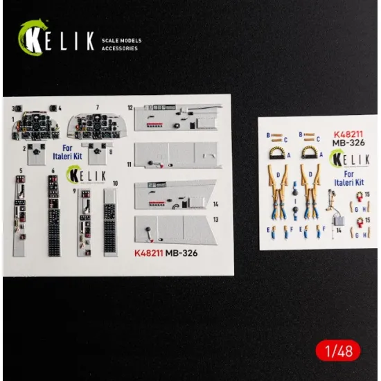 Kelik K48211 1/48 Mb-326 - Interior 3d Decals For Italeri Kit