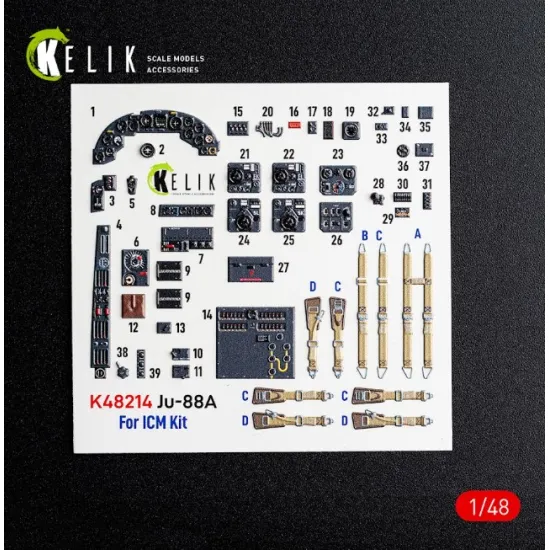 Kelik K48214 1/48 Ju-88a - Interior 3d Decals For Icm Kit