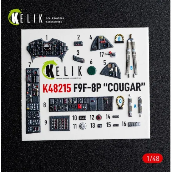 Kelik K48215 1/48 F9f-8p Cougar Interior 3d Decals For Kittyhawk/Zimi Model Kit