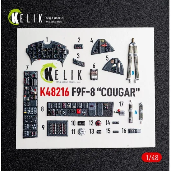 Kelik K48216 1/48 F9f-8 Cougar Interior 3d Decals For Kittyhawk/Zimi Model Kit