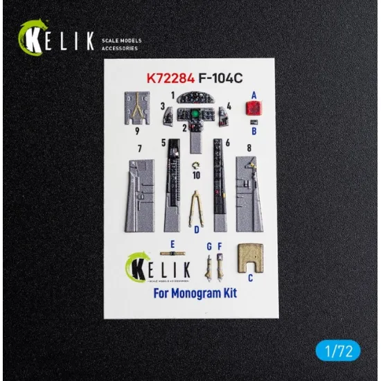 Kelik K72284 1/72 F-104c Starfighter - Interior 3d Decals For Monogram Kit