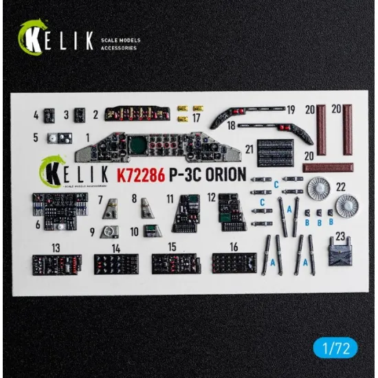 Kelik K72286 1/72 P-3c Orion- Interior 3d Decals For Hasegawa Kit