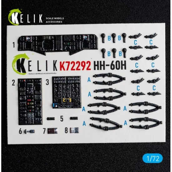 Kelik K72292 1/72 Hh-60h Rescue Hawk - Interior 3d Decals For Hobbyboss Kit