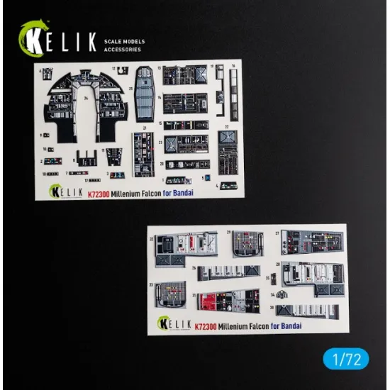 Kelik K72300 1/72 Millenium Falcon - Interior 3d Decals For Bandai Kit